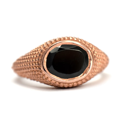 Bague Nubia ovale en spinelle noire et or rose, taille 7 US