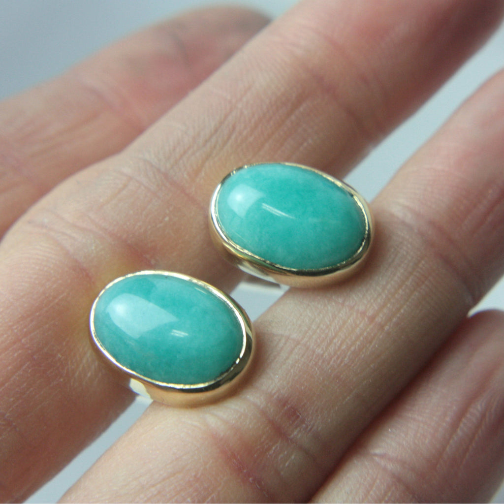 Gold & Sterling Silver Cufflinks with Amazonite