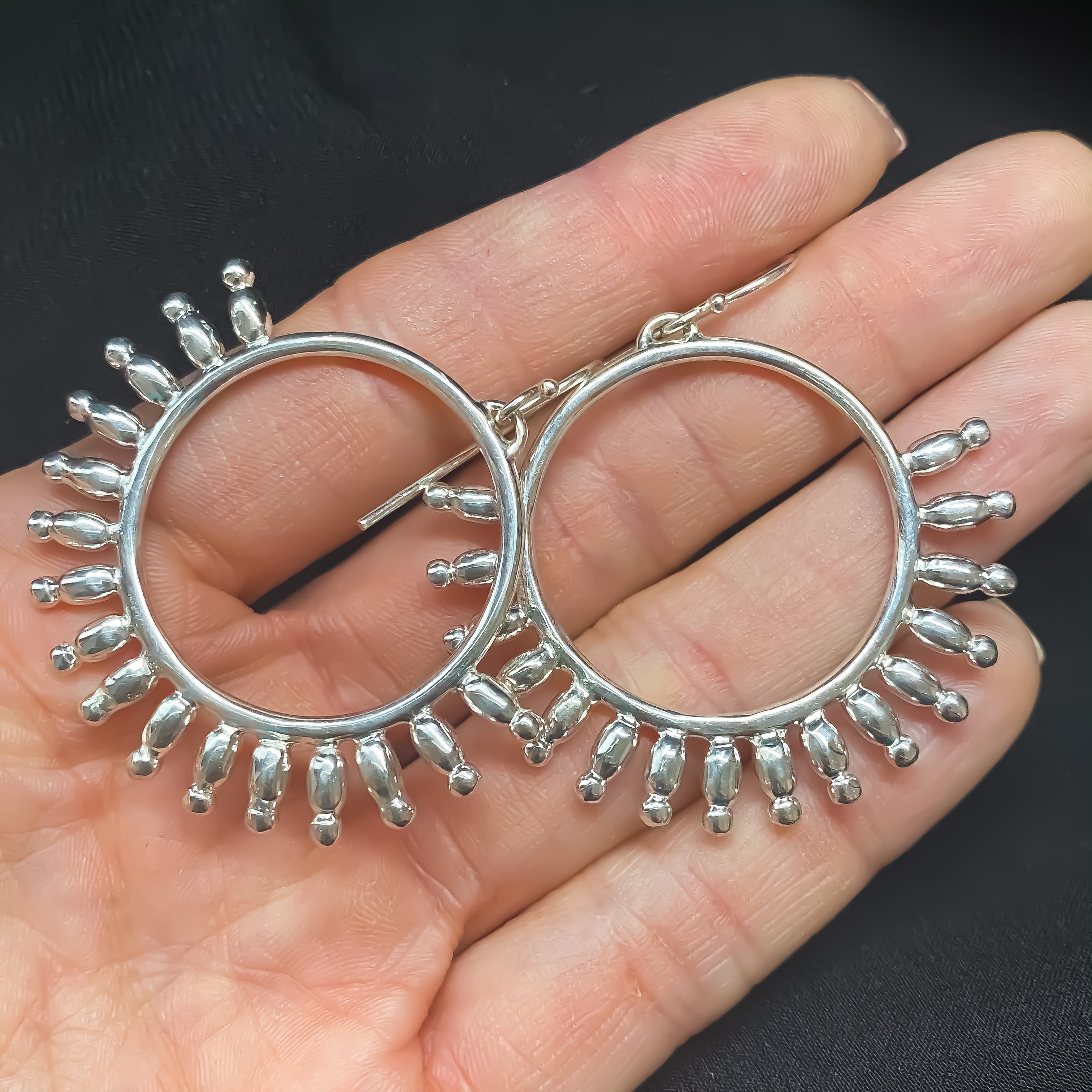 Boucles d'oreilles créoles tribales en argent sterling