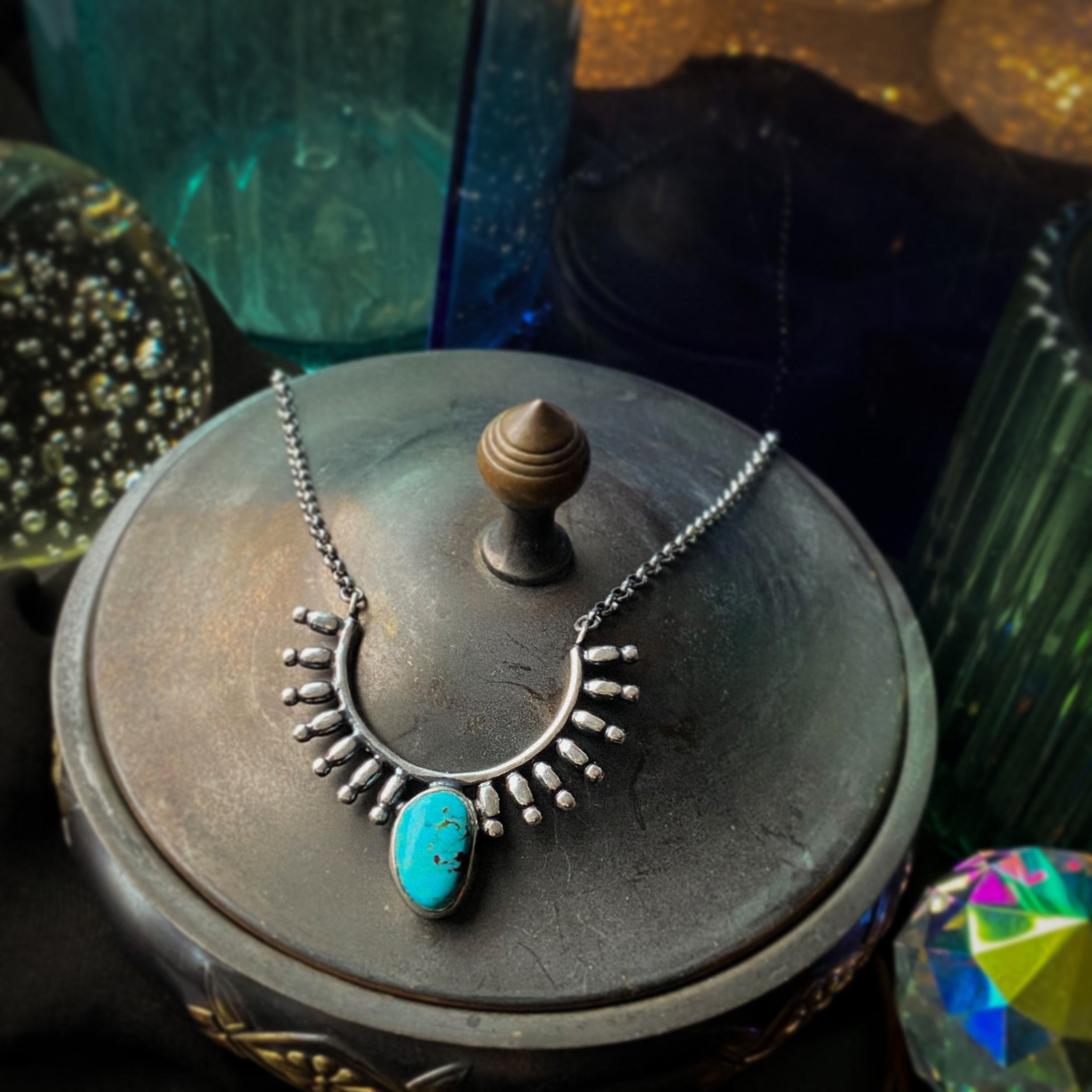 Pendentif tribal turquoise en argent sterling