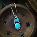 Pendentif double turquoise en argent sterling