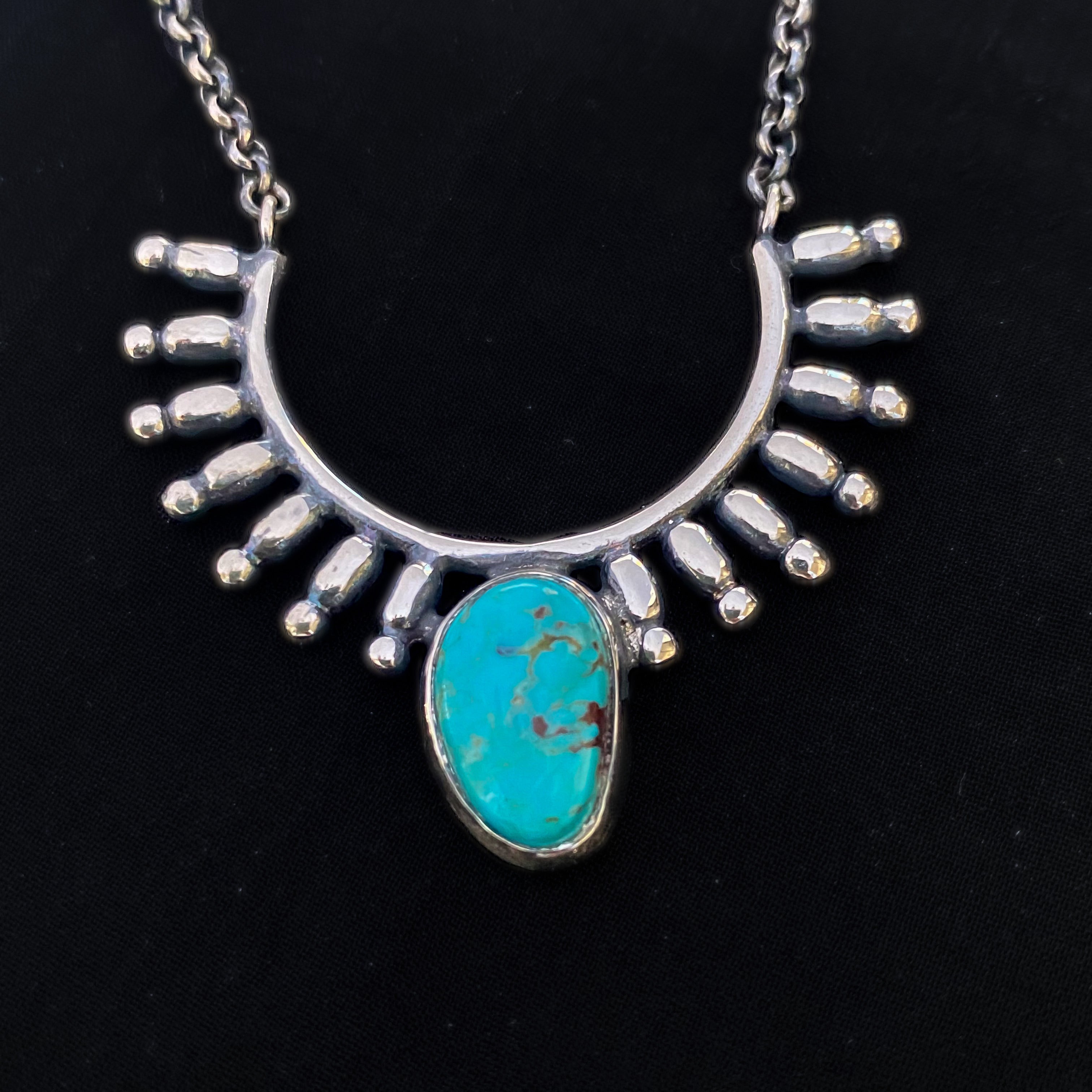 Pendentif tribal turquoise en argent sterling