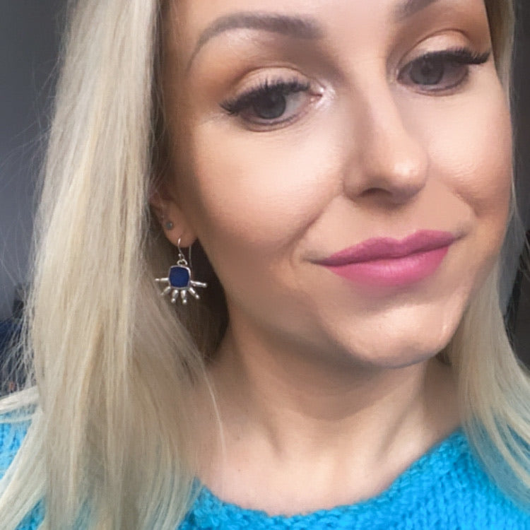 Lapislazuli-Ohrhänger im Tribal-Stil, Sterlingsilber