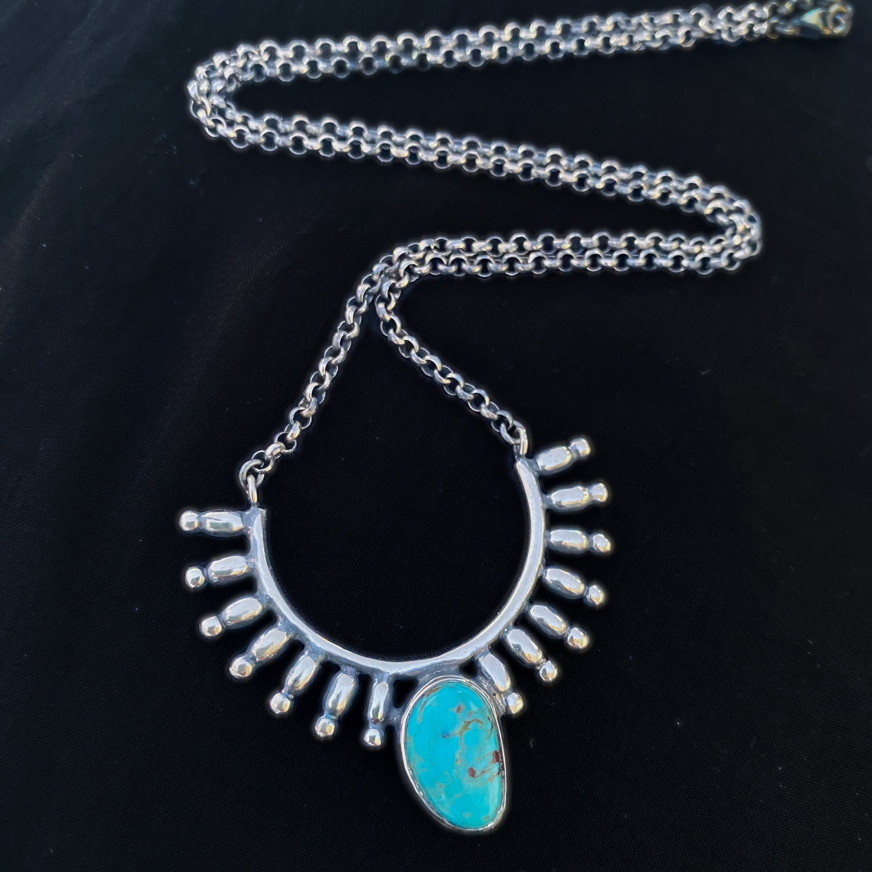 Pendentif tribal turquoise en argent sterling