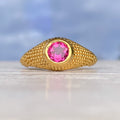 Nubia Ring aus Gelbgold mit rundem rosa Topas, Größe 7 (US)