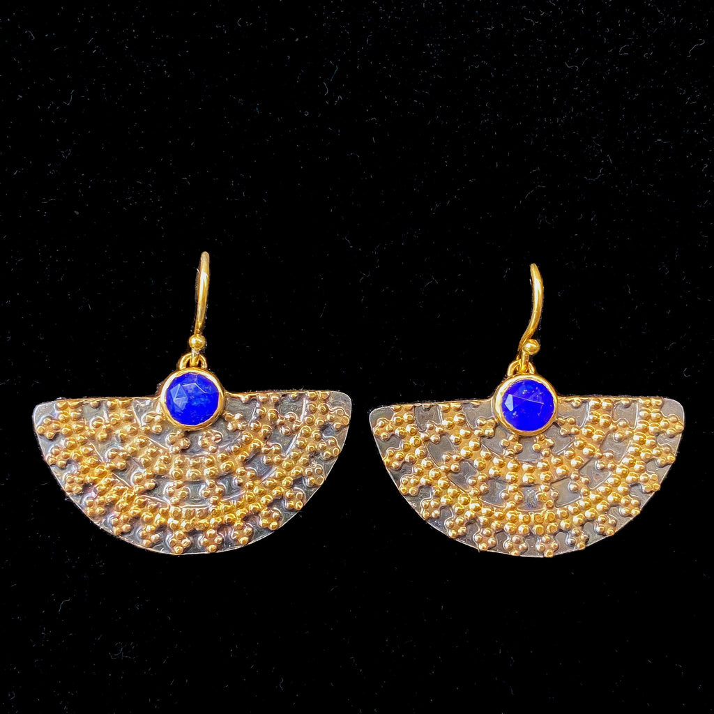 Lapislazuli Royal Black &amp; Gold Ohrringe Sterlingsilber