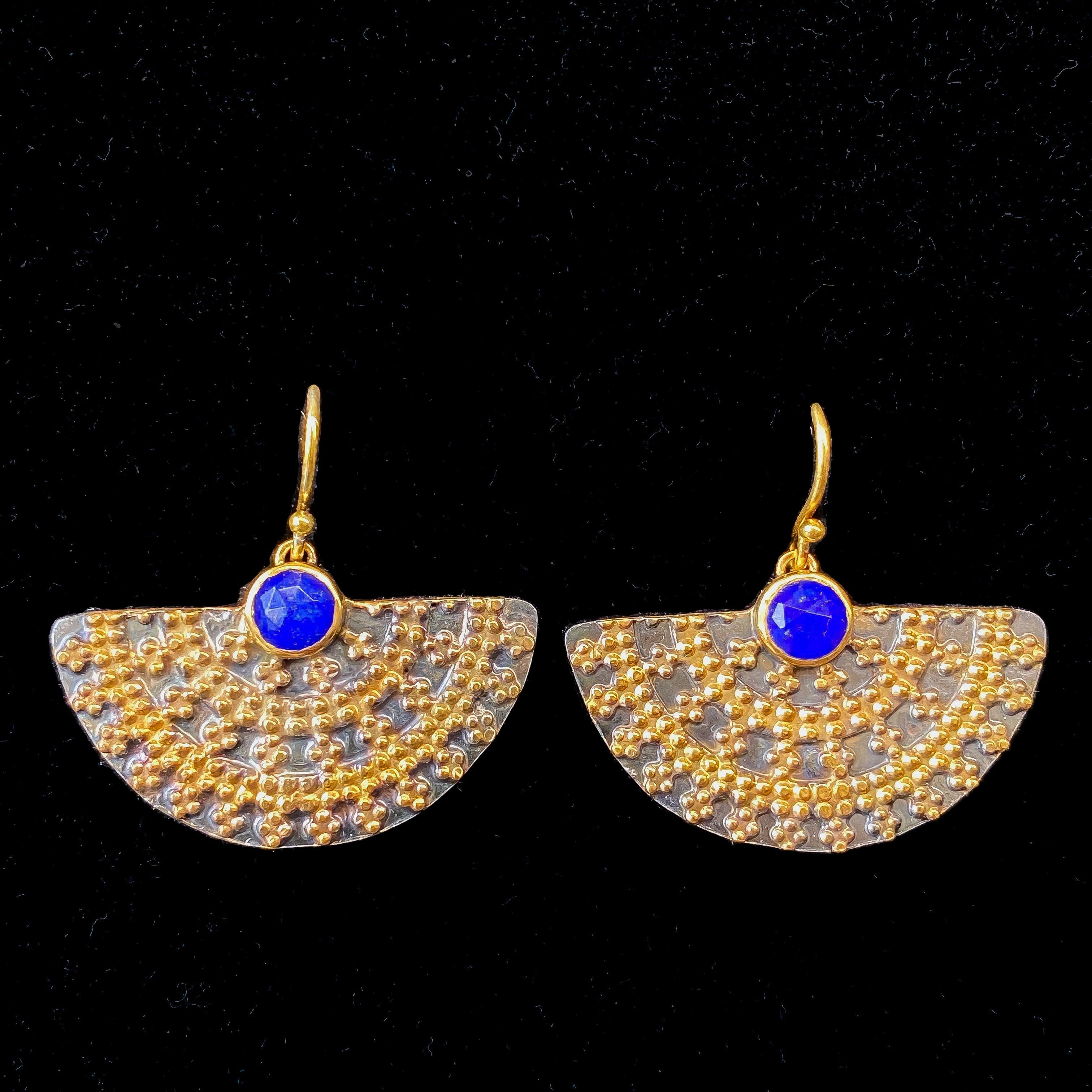Lapislazuli Royal Black &amp; Gold Ohrringe Sterlingsilber