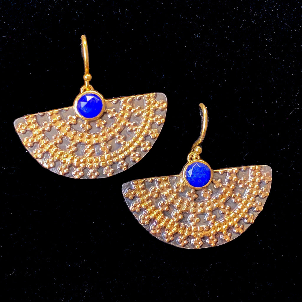 Lapislazuli Royal Black &amp; Gold Ohrringe Sterlingsilber