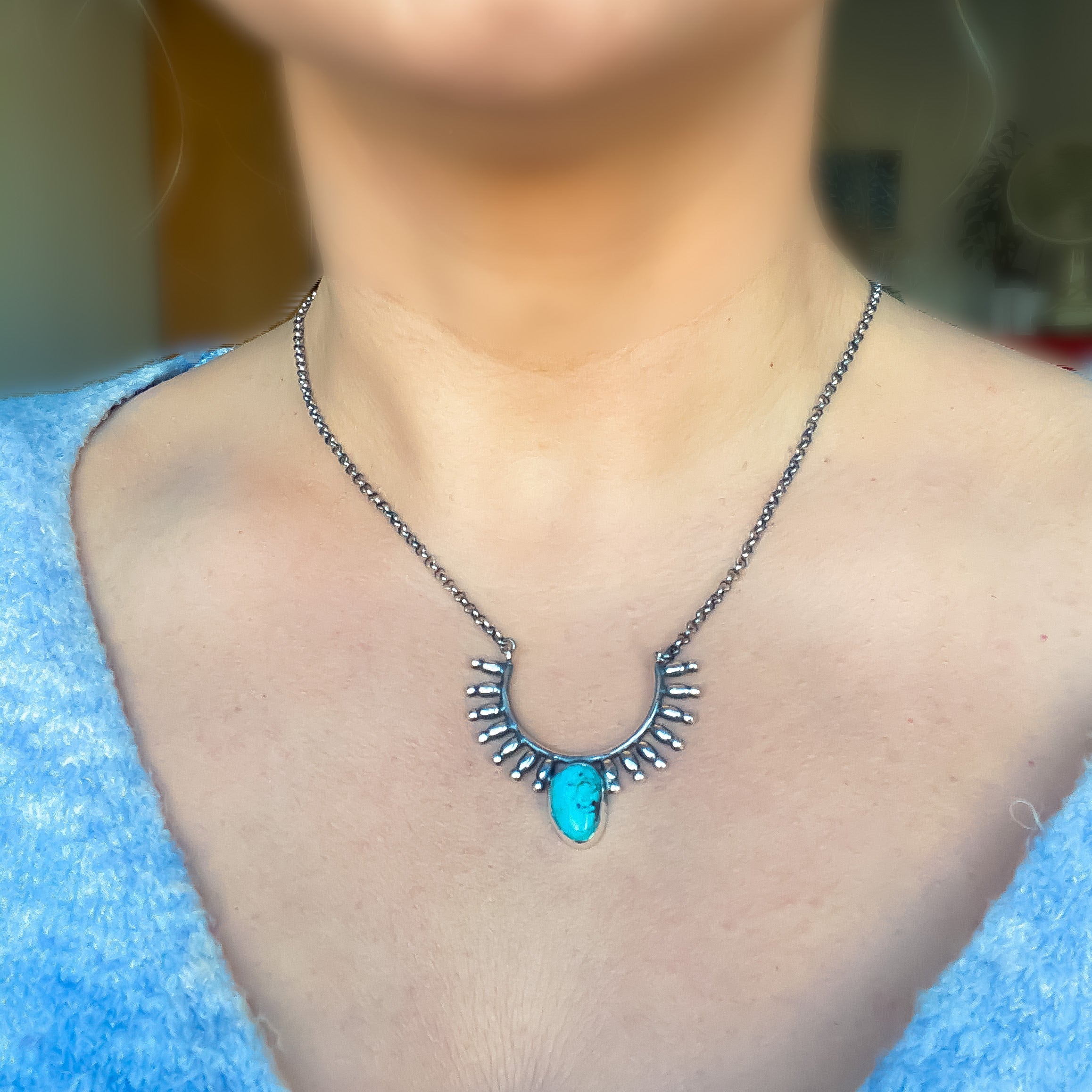 Pendentif tribal turquoise en argent sterling