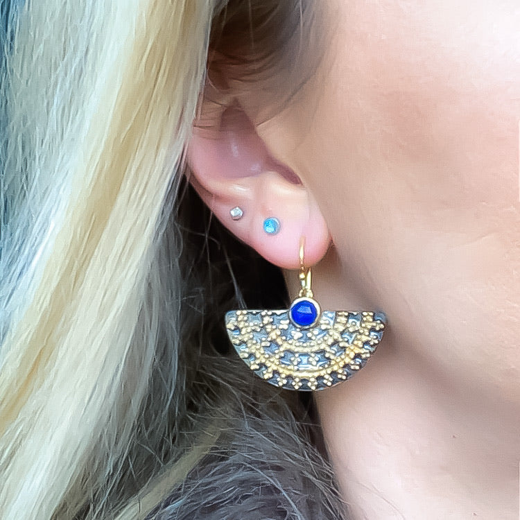 Lapislazuli Royal Black &amp; Gold Ohrringe Sterlingsilber