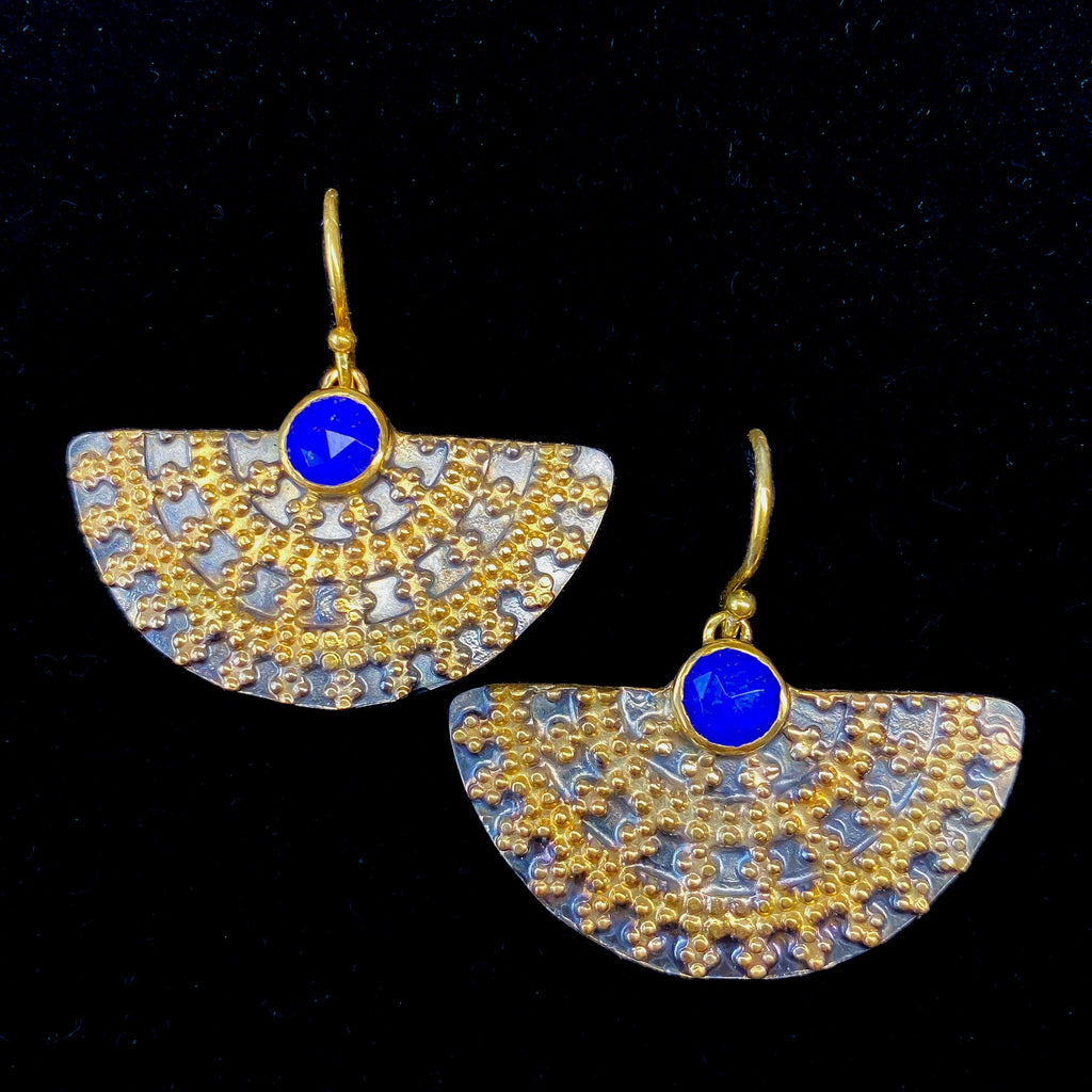 Lapislazuli Royal Black &amp; Gold Ohrringe Sterlingsilber