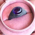 Bague Nubia en argent sterling avec cabochon ovale d'améthyste, taille 7 US